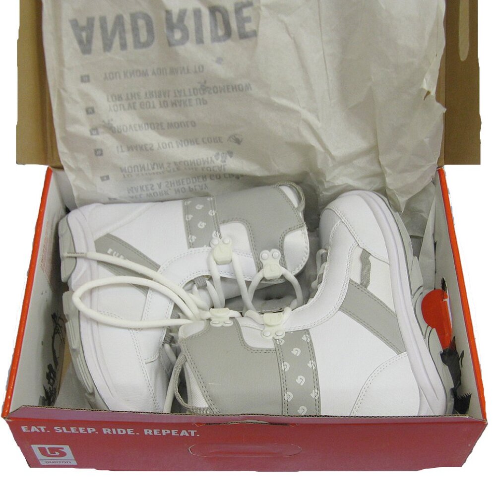 New Burton Kids Grom Lace Snowboard Boots!  5  White & Gray  Traditional Lace